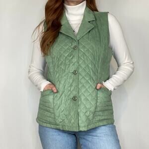 Cabelas Outerwear Medium Pastel Light Green Button Down Quilted Vest